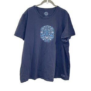 Life Is Good T-Shirt Women's Size 3XL Crusher Tee Crew Blue Lion Navy